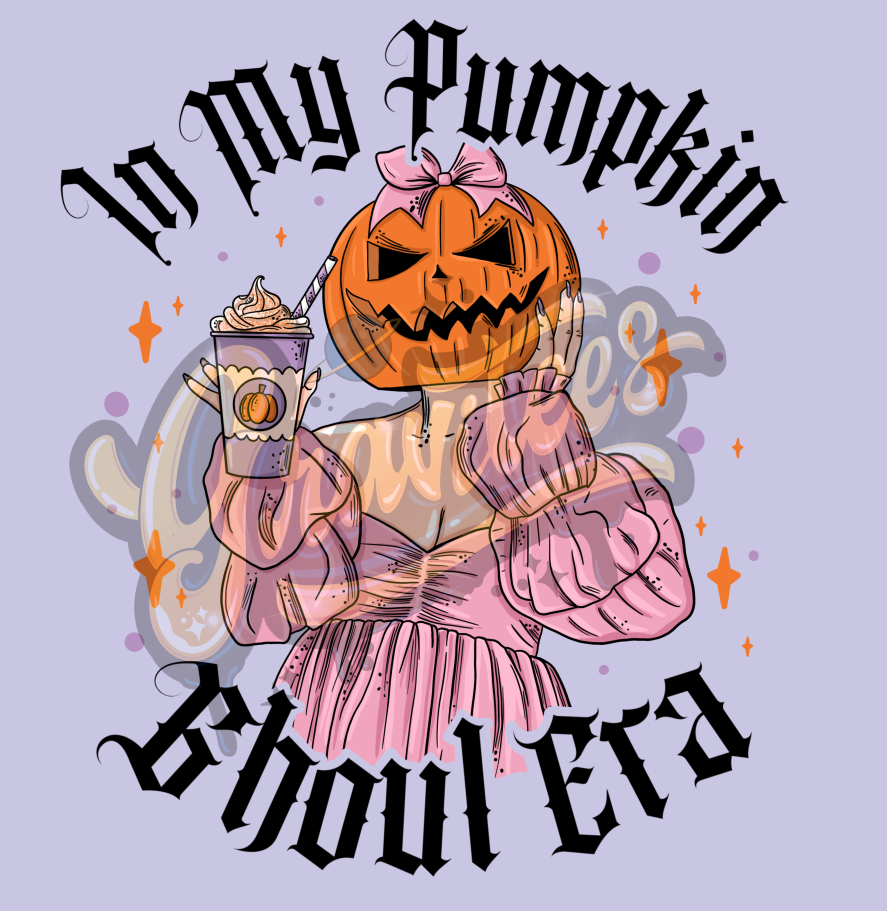In My Pumpkin Ghoul Era PNG, Pumpkin Clipart, Pumpkin Spice Clipart, Halloween Girl Clipart for DTF or Shirt Printing, PNG Only!