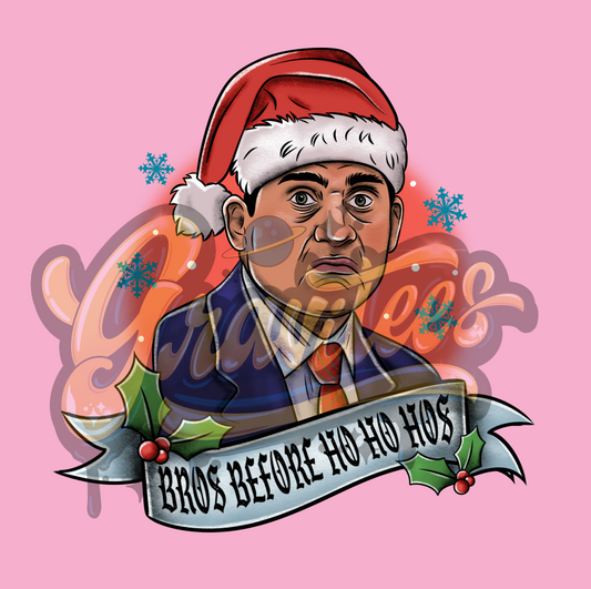 Michael Scott Bros Before Ho Ho Hos Christmas Png, With Background, The Office Christmas Clipart for DTF or Shirt Printing PNG Only!