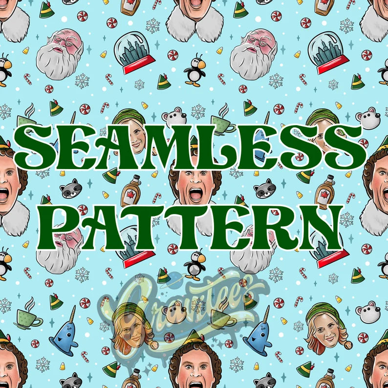 Elf Seamless Pattern, Christmas Seamless Pattern for Fabric Printing, Tumblers Etc PNG Only!