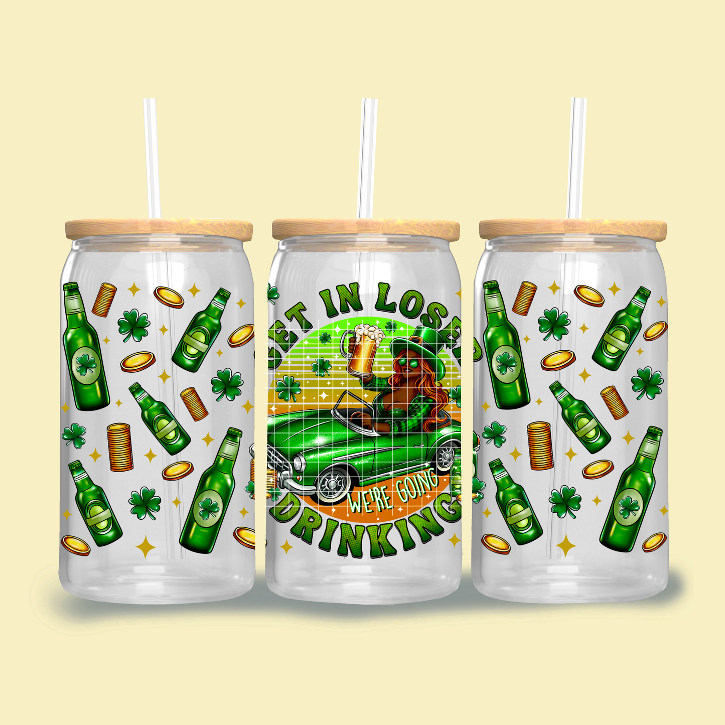 Get In Loser St. Patrick's Day Libbey Template Png, St. Patrick's Day Clipart, Trendy Clipart, Clipart for DTF or Shirt Printing, PNG Only!