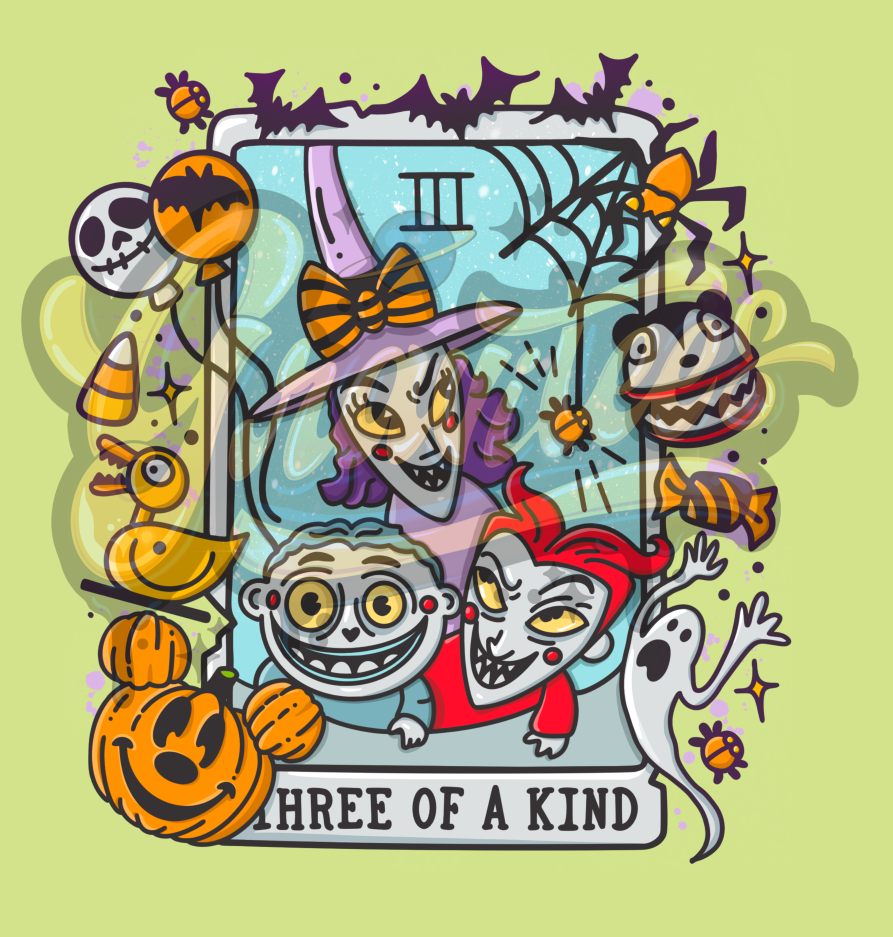 Three Of A Kind PNG, Oogie's Boys Clipart, Tarot Clipart, Not So Scary Clipart, Halloween Clipart for DTF or Shirt Printing, PNG Only!