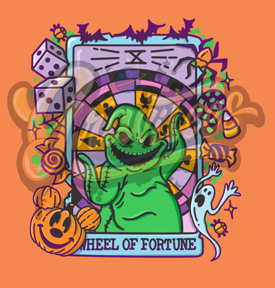 Wheel Of Fortune Tarot PNG, Oogie Boogie Clipart, Tarot Clipart, Not So Scary, Halloween Clipart for DTF or Shirt Printing, PNG Only!
