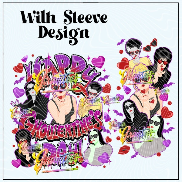 Ghoulentine’s with Sleeve Design Png for DTF or Shirt Printing, PNG Only!