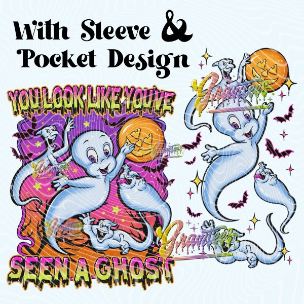 PUMPKIN GHOST  with Sleeve Png, FRIENDLY GHOST  Clipart, Trendy FRIENDLY GHOST  Clipart, Clipart for DTF or Shirt Printing, PNG Only! (Copy) (Copy)