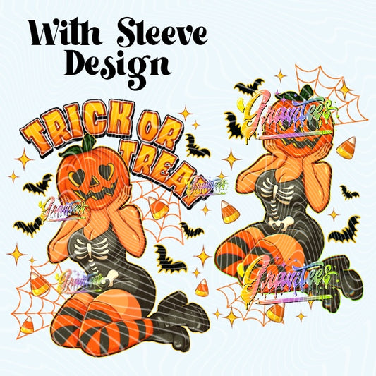 Trick or Treat with Sleeve Design Png for DTF or Shirt Printing, PNG Only!
