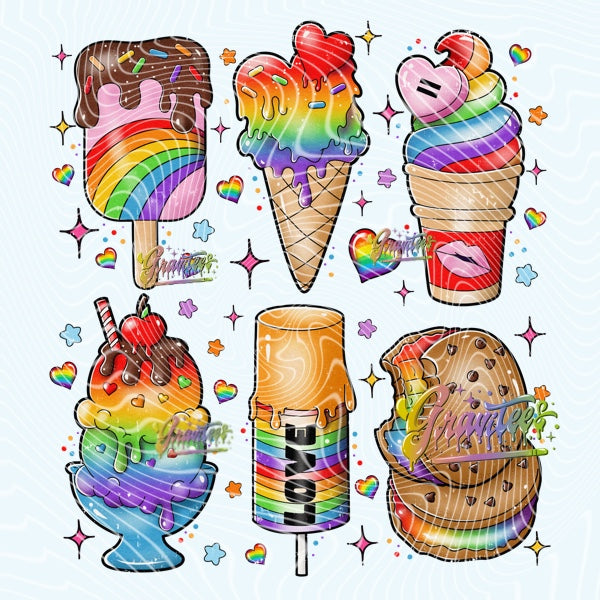 Pride Ice Creams Png Clipart, Rainbow Pride Clipart for DTF or Shirt Printing, PNG Only!