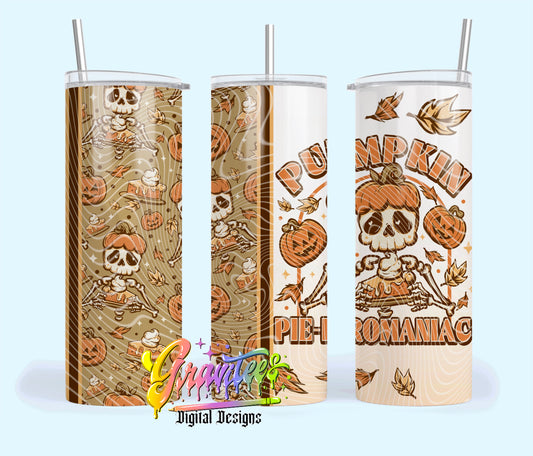 Pumpkin Pie-romaniac 20oz Tumbler Template Design PNG,  for UVDTF or Sublimation Printing PNG Only!!
