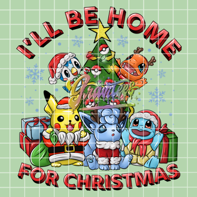 Home For Christmas Png, Pikachu Clipart, Trendy Christmas Clipart, Gaming Clipart for DTF or Shirt Printing, PNG Only!