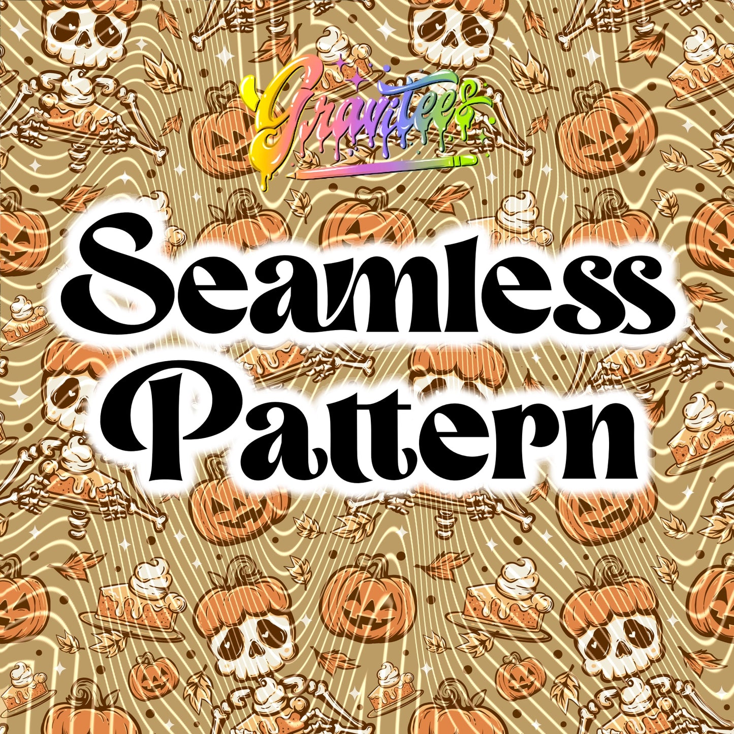 Pumpkin Pie-romaniac Seamless Design Png for DTF or Shirt Printing, PNG Only!