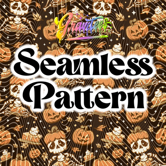 Pumpkin Pie-romaniac Seamless Design Dark Background  Png for DTF or Shirt Printing, PNG Only!