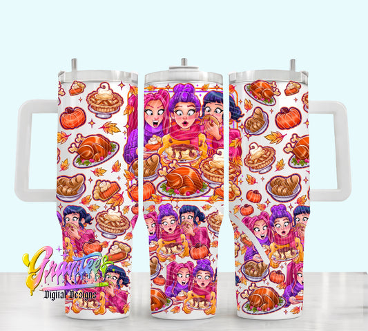 Thanksgiving Demon Slayers  40oz Tumbler Template Design PNG,  for UVDTF or Sublimation Printing PNG Only!!