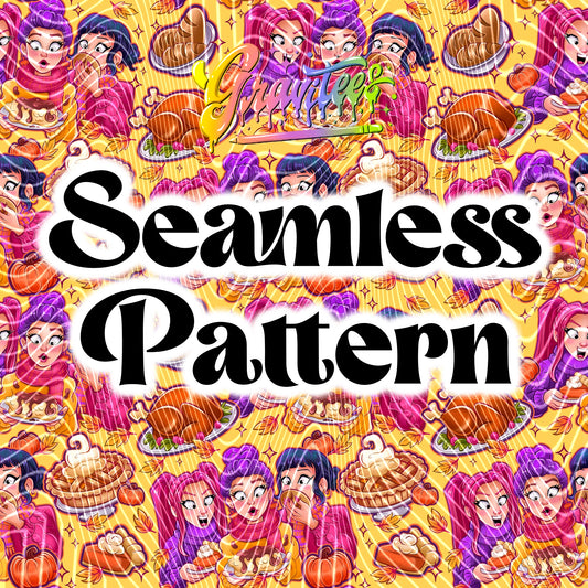 Thanksgiving Demon Slayers Yellow Seamless Design Png for DTF or Shirt Printing, PNG Only!
