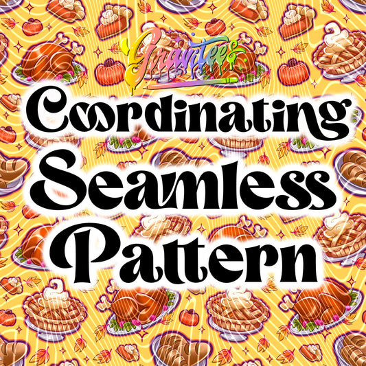 Thanksgiving Demon Slayers Yellow Coordinating Seamless Design Png for DTF or Shirt Printing, PNG Only!
