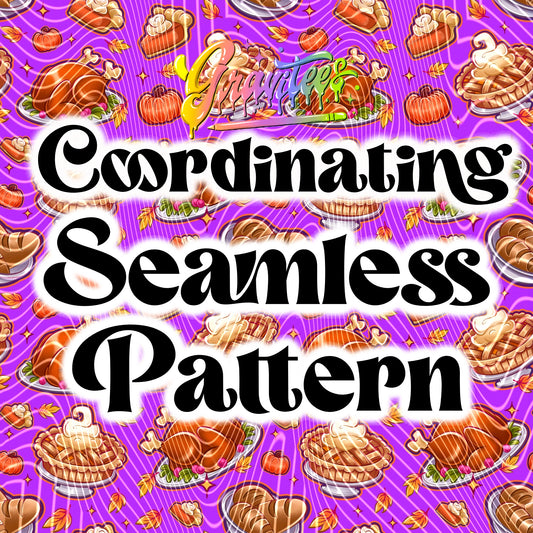 Thanksgiving Demon Slayers Purple Coordinating Seamless Design Png for DTF or Shirt Printing, PNG Only!