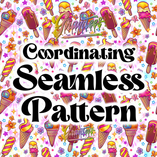 WUZZ ICE CREAM Seamless Design Png for DTF or Shirt Printing, PNG Only!