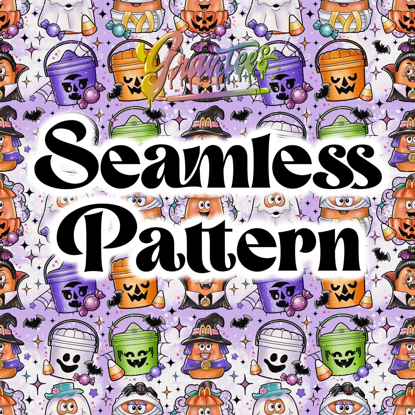 Halloween Nugs Seamless PNG, Halloween Buckets Clipart for DTF or Shirt Printing PNG Only!