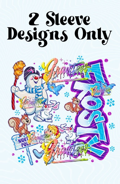 Jolly Snowman Sleeve Design Png for DTF or Shirt Printing, PNG Only!
