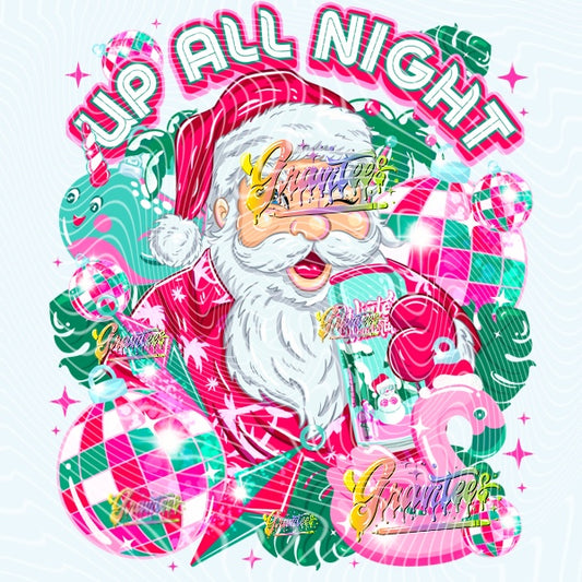 Up All Night Energy Santa Design Png for DTF or Shirt Printing, PNG Only!