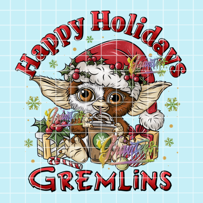 Happy Holidays Gremlins Png, Christmas Movie Clipart, Trendy Christmas Clipart, Gremlinds Clipart for DTF or Shirt Printing, PNG Only!