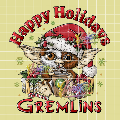 Happy Holidays Gremlins Png, Christmas Movie Clipart, Trendy Christmas Clipart, Gremlinds Clipart for DTF or Shirt Printing, PNG Only!