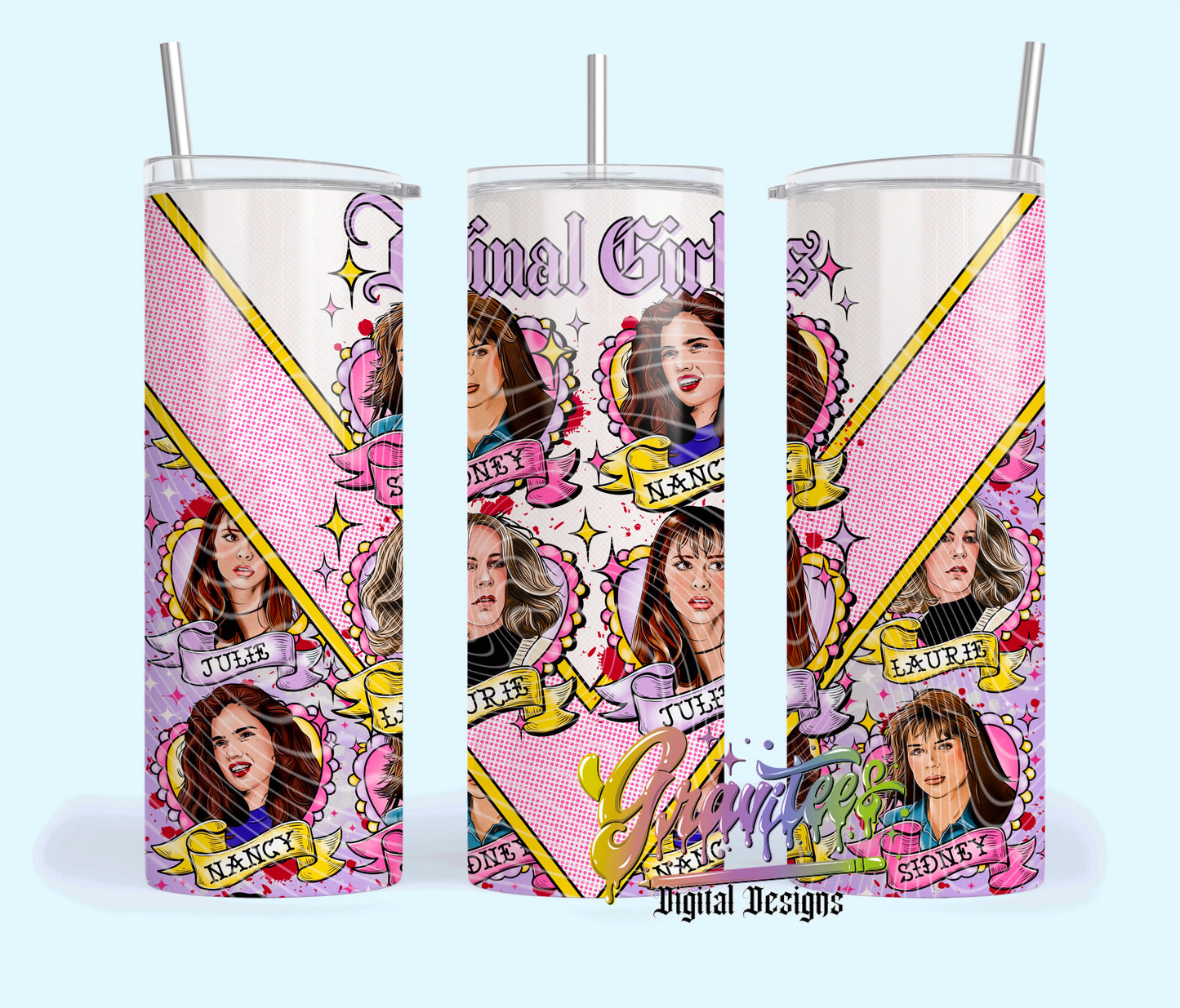Final Girls 20oz Skinny Template PNG, Halloween  Clipart for UVDTF or Sublimation Printing PNG Only!
