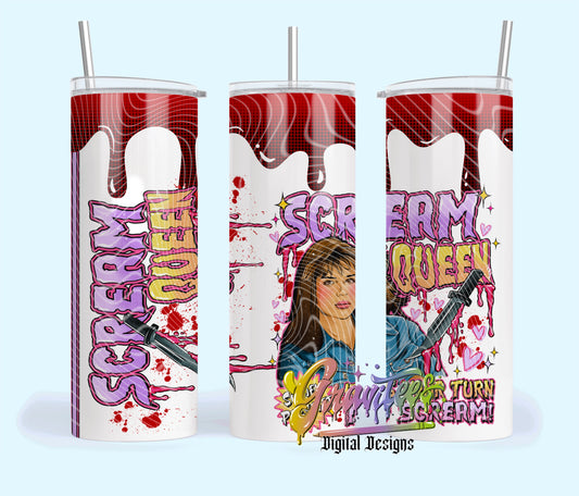 Scream Queen 20oz Skinny Template PNG, Halloween Clipart for UVDTF or Sublimation Printing PNG Only!