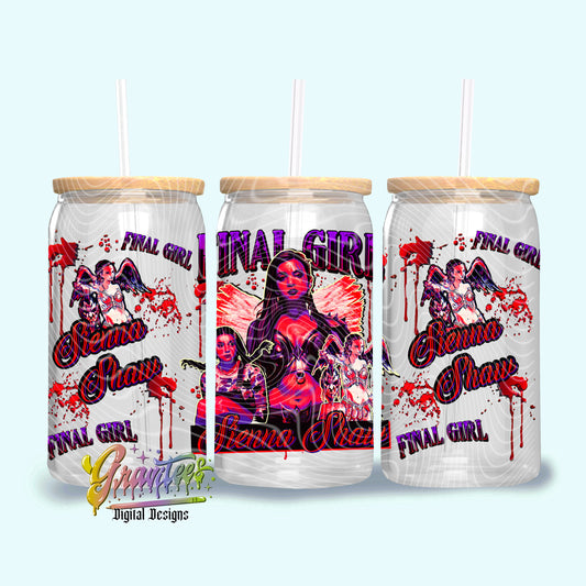 Final Girl Design 16oz Tumbler Template Design PNG,  for UVDTF or Sublimation Printing PNG Only!!