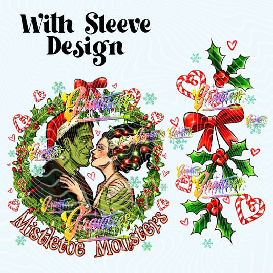 Mistletoe Monsters with Sleeve Design Png for DTF or Shirt Printing, PNG Only!