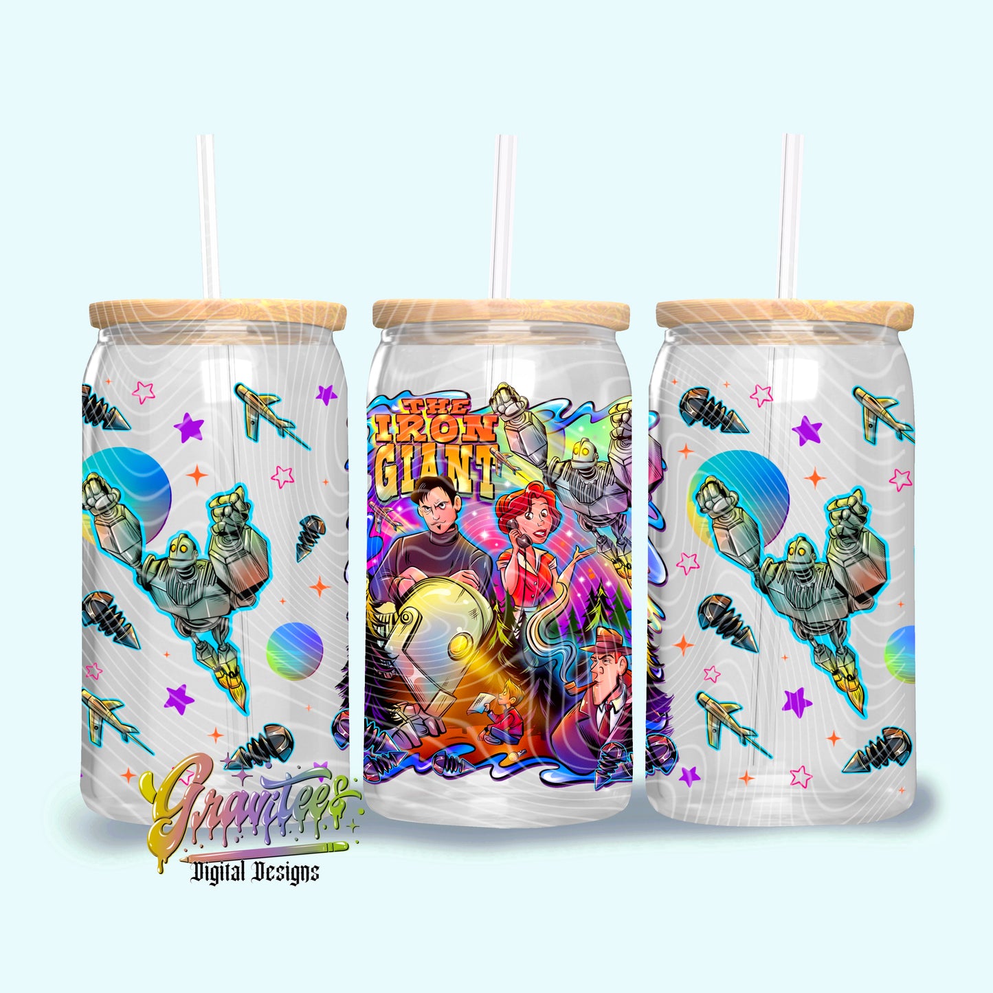 Giant Robot Design 16oz Tumbler Template Design PNG,  for UVDTF or Sublimation Printing PNG Only!!