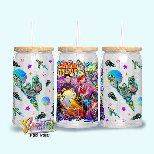 Giant Robot Design 16oz Tumbler Template Design PNG,  for UVDTF or Sublimation Printing PNG Only!!