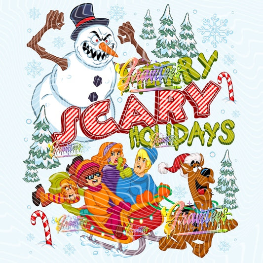 Merry Scary Holidays Design Png for DTF or Shirt Printing, PNG Only!