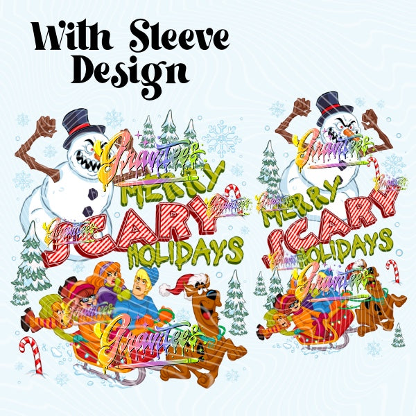 Merry Scary Holidays with Sleeve Design Png for DTF or Shirt Printing, PNG Only!