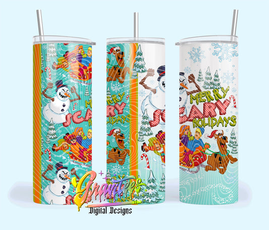Merry Scary Christmas 20oz Tumbler Template Design PNG,  for UVDTF or Sublimation Printing PNG Only!!