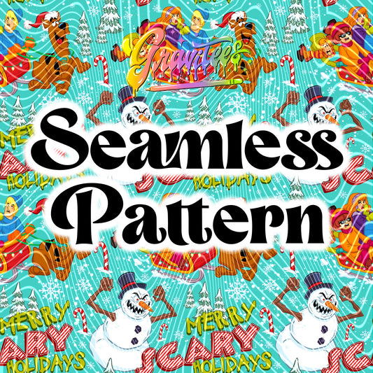 Merry Scary Holidays Seamless Design Png for DTF or Shirt Printing, PNG Only!