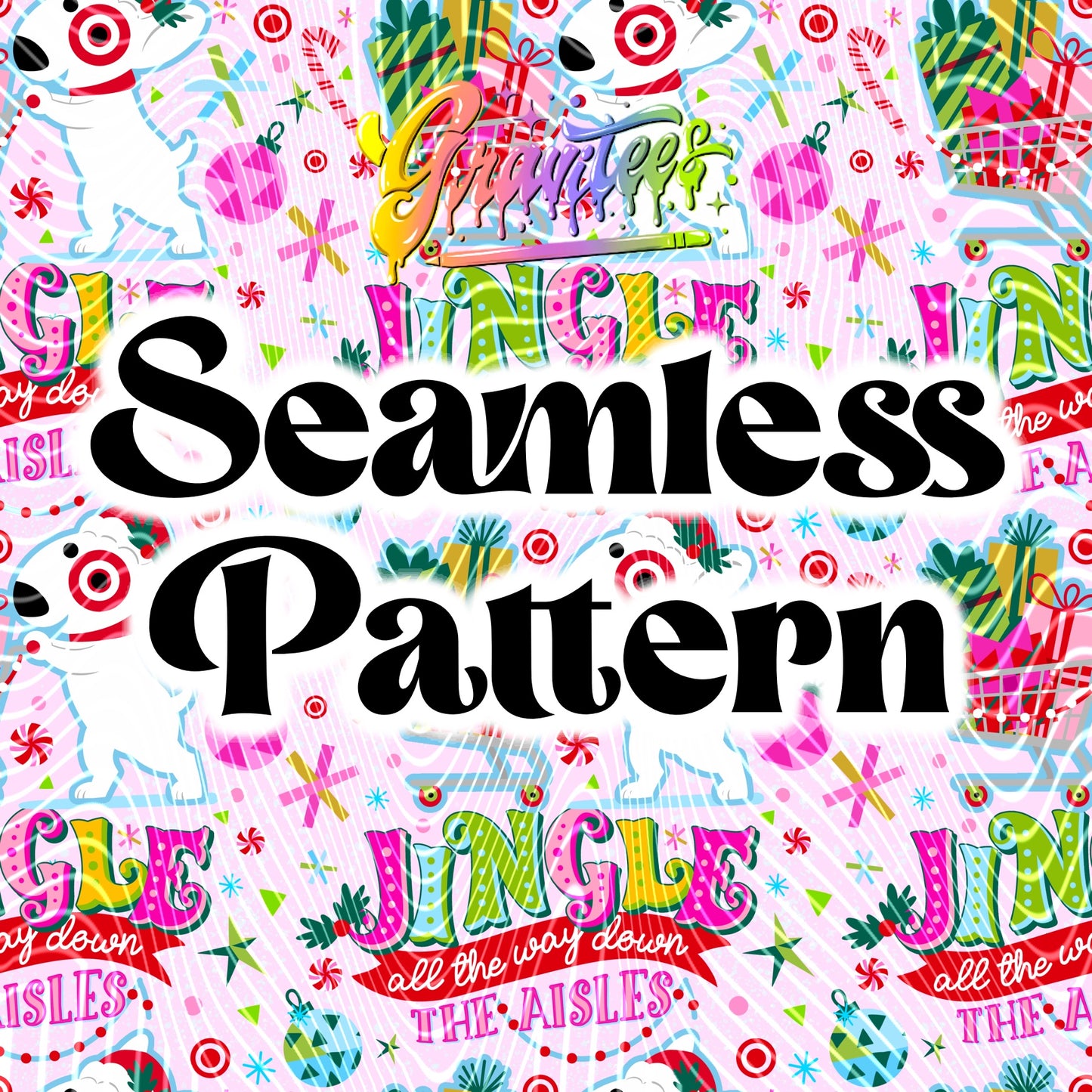 Jingle All The Way Dog Seamless Design Png for DTF or Shirt Printing, PNG Only!