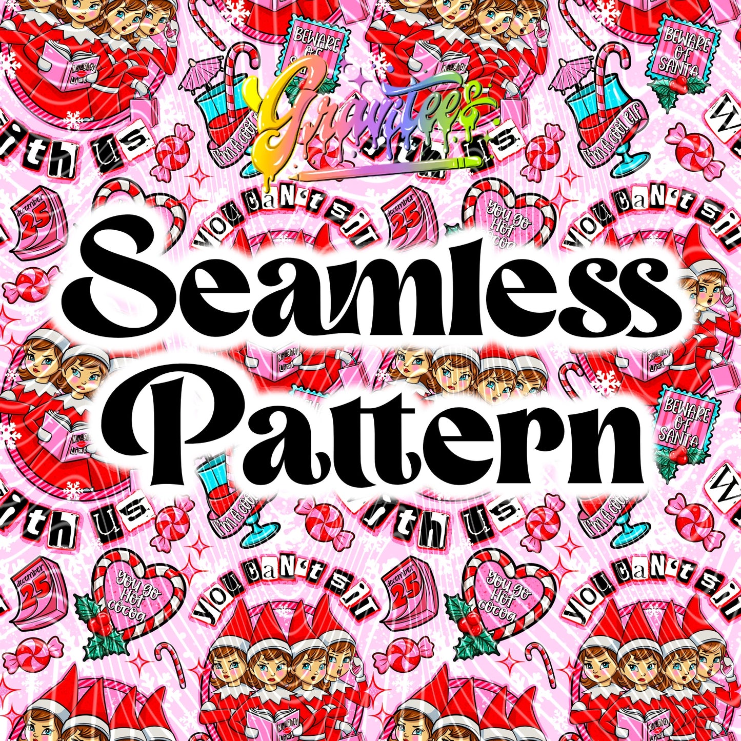 Mean Elves Seamless Design Png for DTF or Shirt Printing, PNG Only!