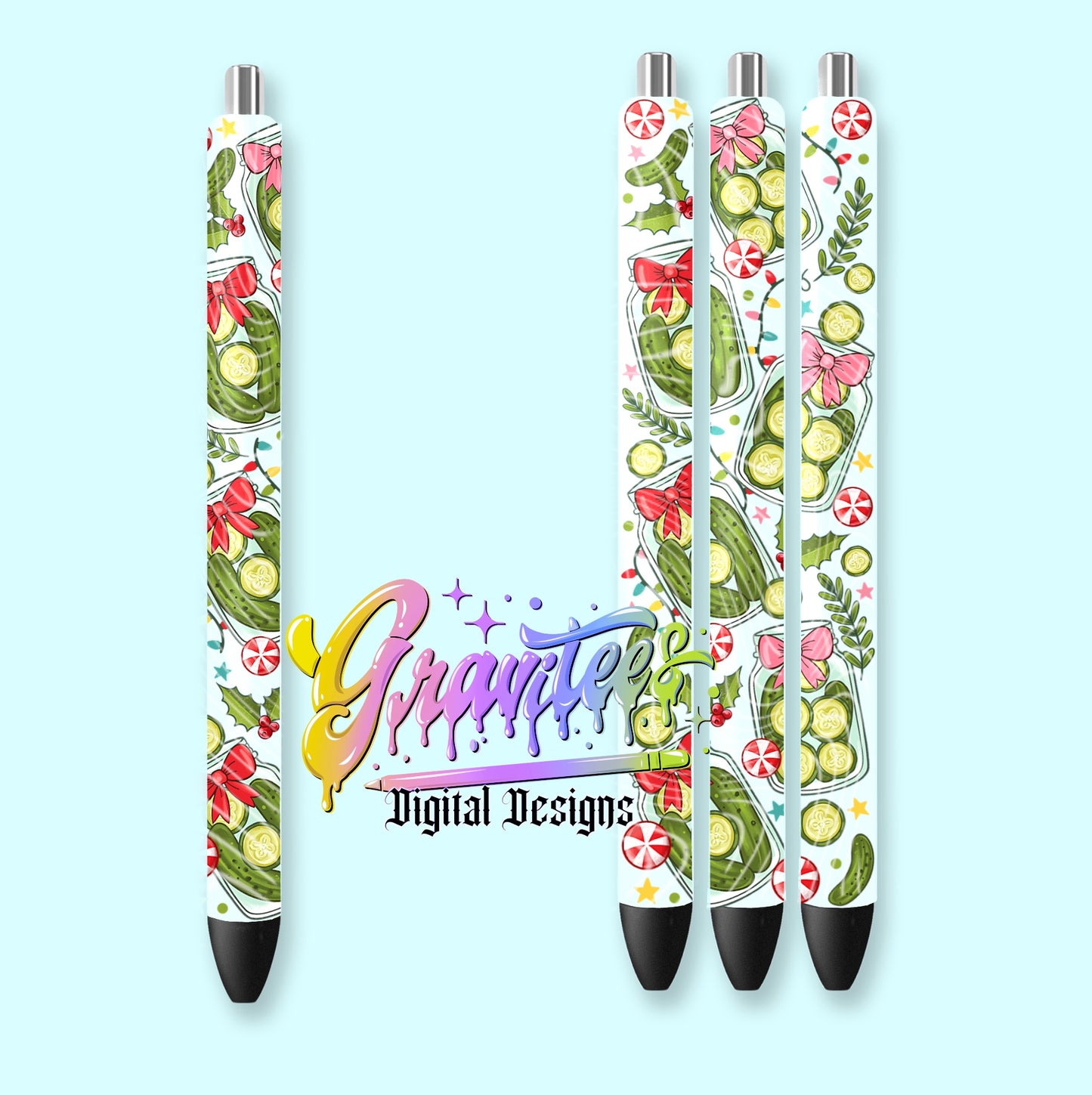 Holiday Pickles Pen Wrap Template Design PNG,  for UVDTF or Sublimation Printing PNG Only!!