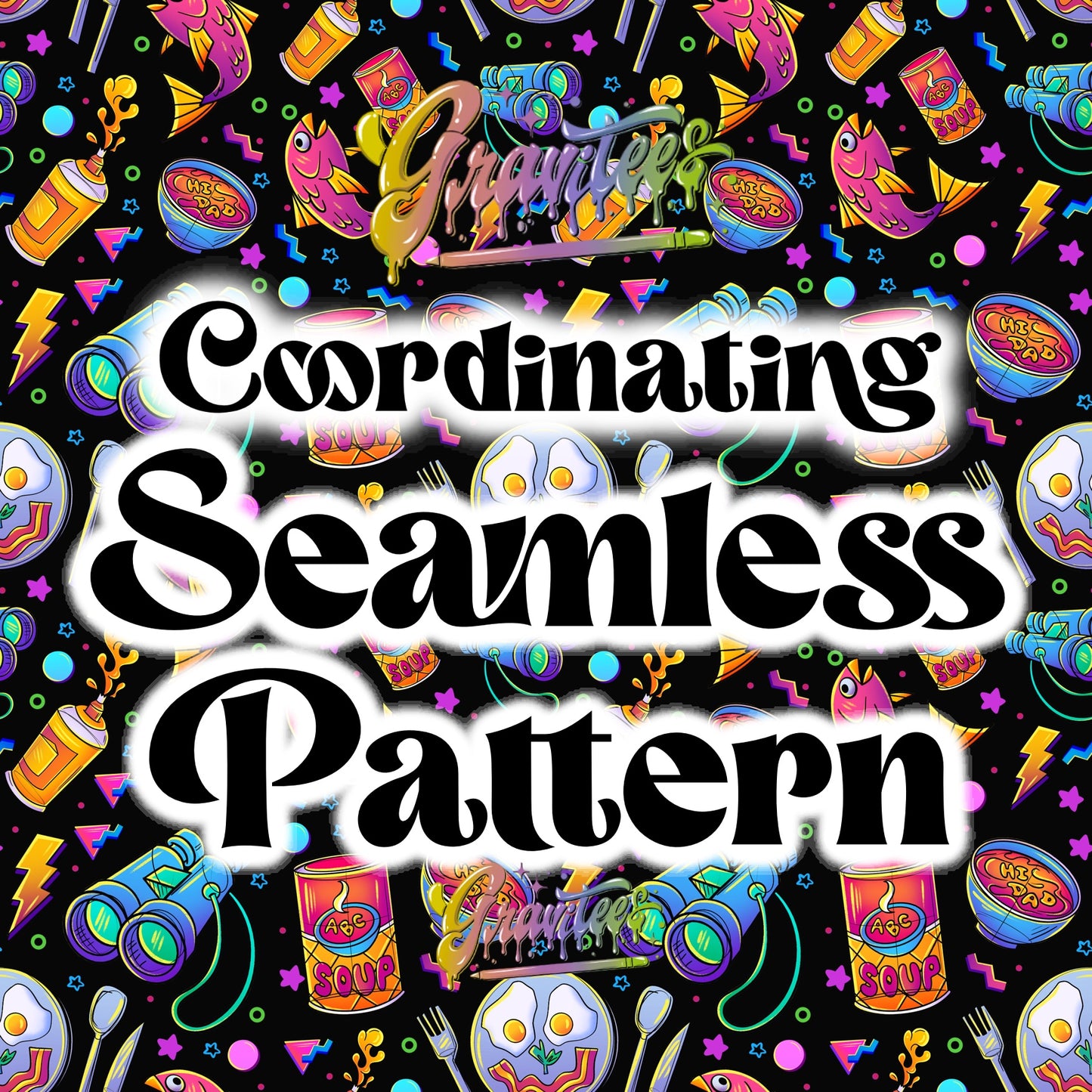 Silly Father Son Movie Coordinating Seamless Black Background Design Png for DTF or Shirt Printing, PNG Only!