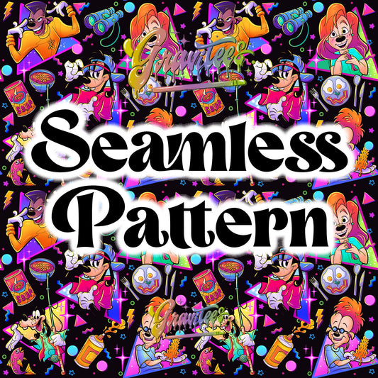 Silly Father Son Movie Seamless Black Background Design Png for DTF or Shirt Printing, PNG Only!