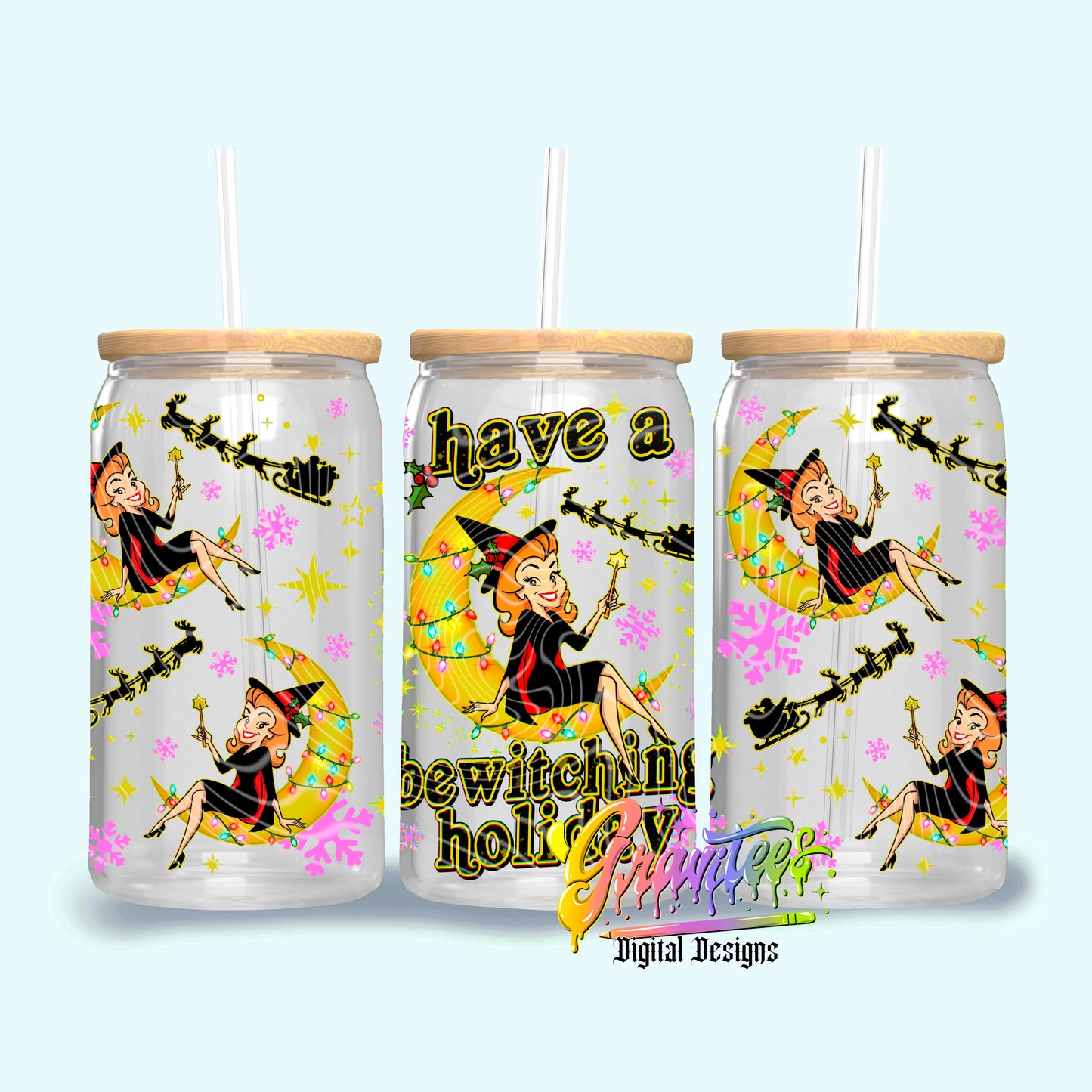 Bewitching Holiday 16oz Tumbler Template Design PNG,  for UVDTF or Sublimation Printing PNG Only!!