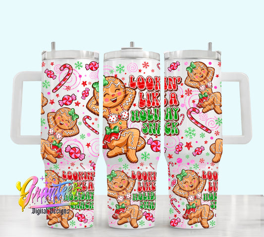 Holiday Snack Gingerbread 40oz Tumbler Template Design PNG,  for UVDTF or Sublimation Printing PNG Only!!