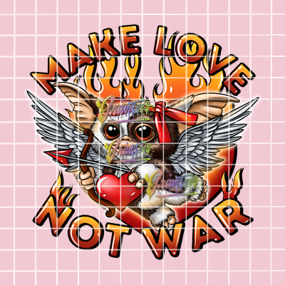 Make Love Not War Png, Valentine Cupid Gremlin Clipart, Trendy Valentine Clipart for DTF  or Shirt Printing, PNG Only!