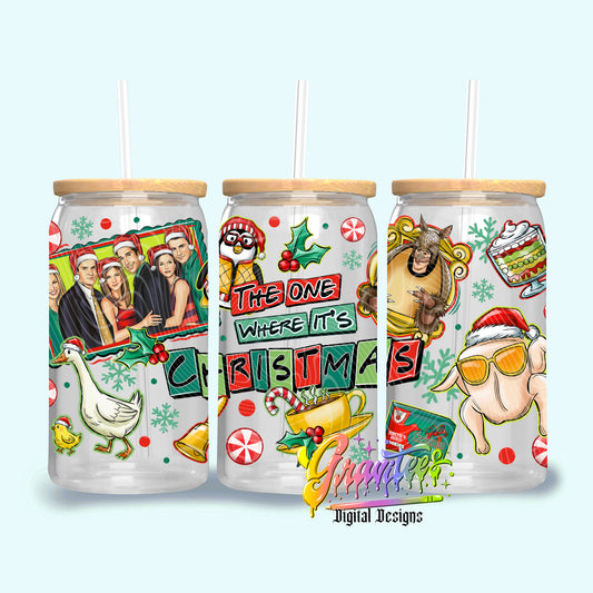 Friendsmas 16oz Tumbler Template Design PNG,  for UVDTF or Sublimation Printing PNG Only!!