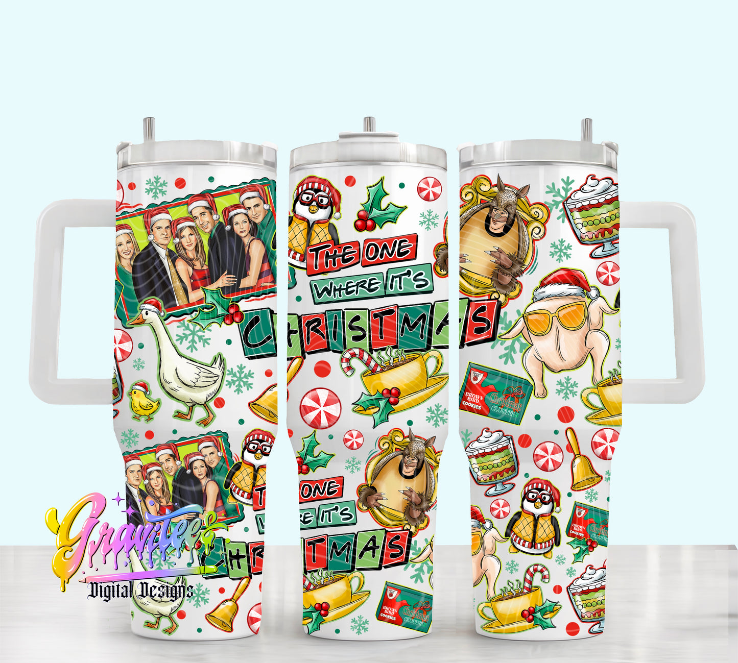 Friendsmas 40oz Tumbler Template Design PNG,  for UVDTF or Sublimation Printing PNG Only!!