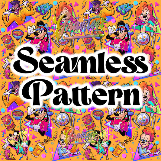Silly Father Son Movie Orange Seamless Design Png for DTF or Shirt Printing, PNG Only!