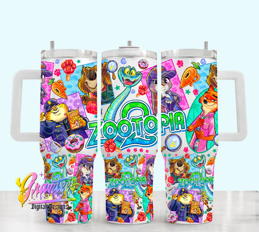 Animal Partners 40oz Tumbler Template Design PNG,  for UVDTF or Sublimation Printing PNG Only!!