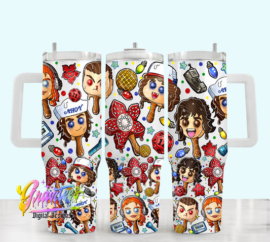 Strange Popsicles 40oz Tumbler Template Design PNG,  for UVDTF or Sublimation Printing PNG Only!!