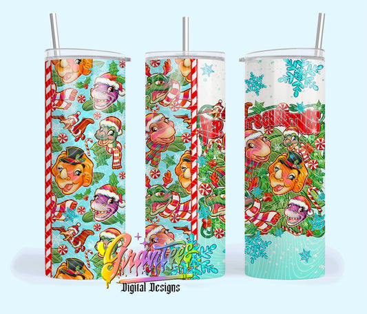 Christmas Dinosaurs 20oz Tumbler Template Design PNG,  for UVDTF or Sublimation Printing PNG Only!!