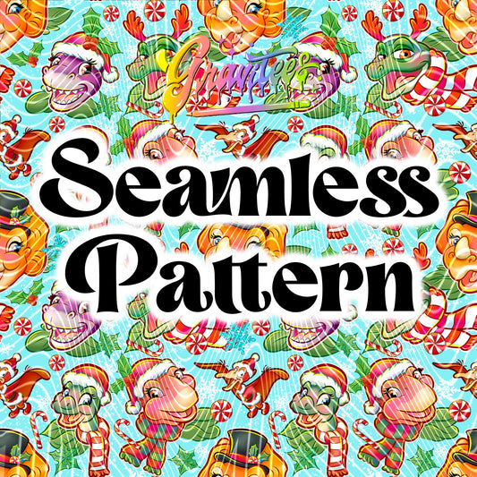 Christmas Dinosaurs Seamless Design Png for DTF or Shirt Printing, PNG Only