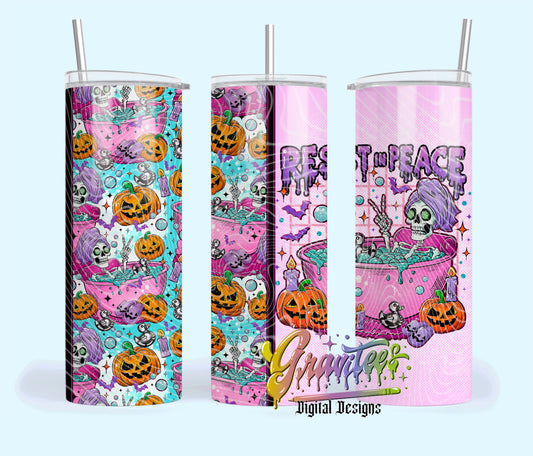 Rest In Peace 20oz Skinny Template PNG, Halloween Skeleton Clipart for UVDTF or Sublimation Printing PNG Only!